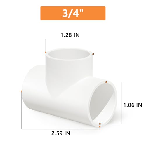GASHER 25PCS PVC Pipe Fitting 34 x 34 x 34 PVC Tee Furniture Grade Pipe Socket Fittings For Home or Industrial - Image 3