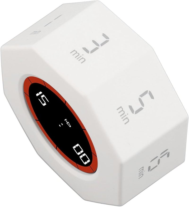 White Rechargeable Timer With G Sensor 900 MAh Productivity Assistant - Image 3