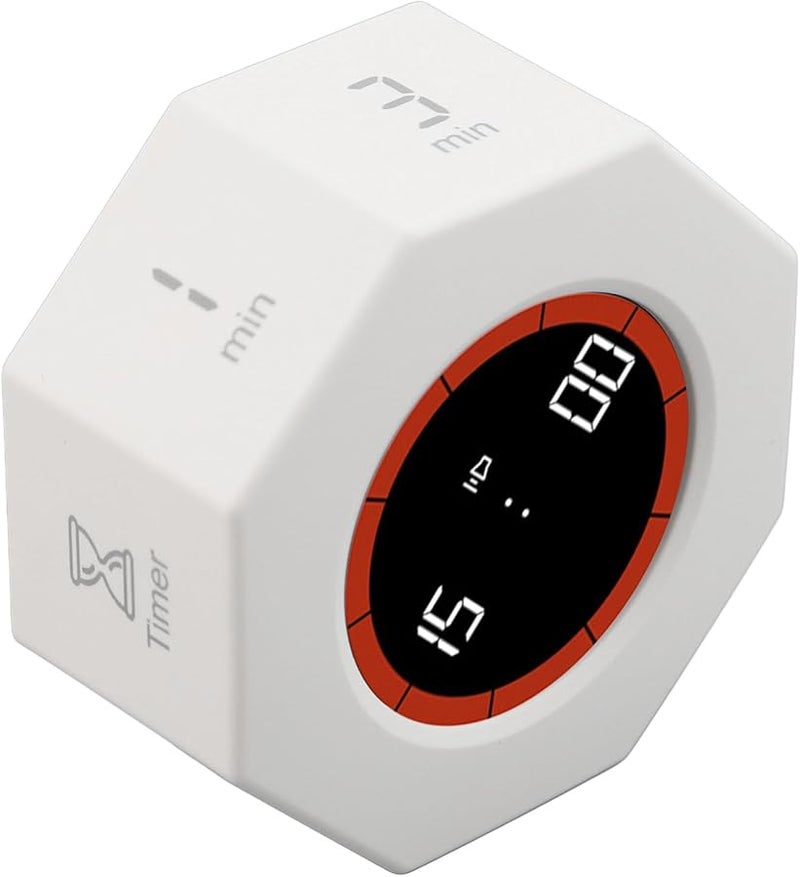 White Rechargeable Timer With G Sensor 900 MAh Productivity Assistant - Image 4