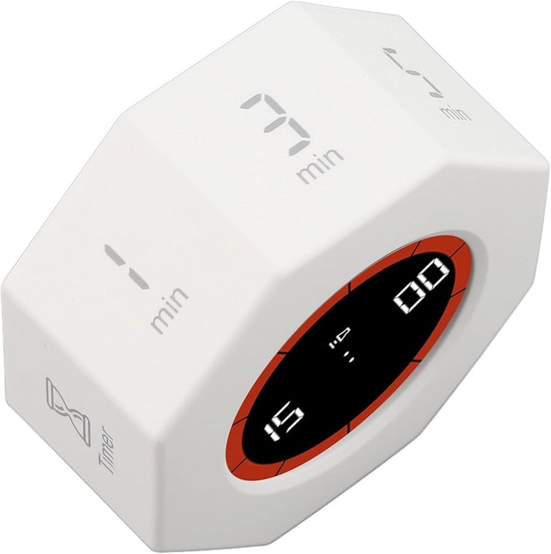 White Rechargeable Timer With G Sensor 900 MAh Productivity Assistant - Image 1