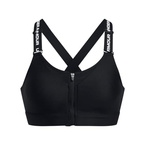 Under Armour Womens Infinity High Impact Zip Sports Bra, (001) Black / / White, X-Small A-C - Image 4