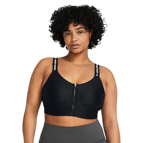 Under Armour Womens Infinity High Impact Zip Sports Bra, (001) Black / / White, X-Small A-C - Image 2