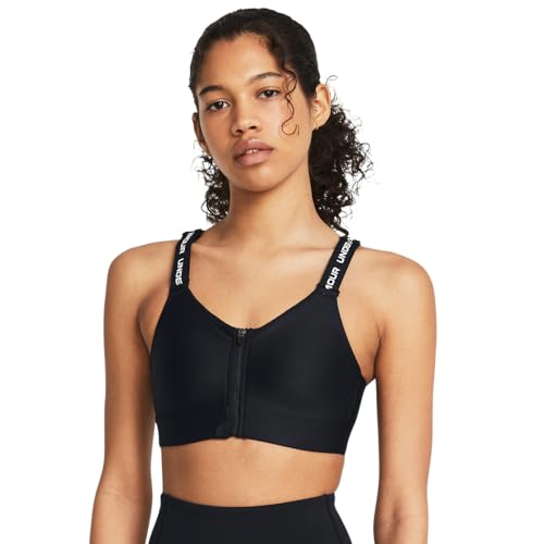 Under Armour Womens Infinity High Impact Zip Sports Bra, (001) Black / / White, X-Small A-C - Image 1