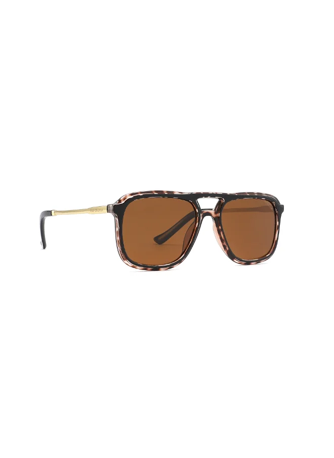 لي كوبر Polarized Sunglasses Brown Frame Brown Mirror Lens 55mm  - LC1023C03
