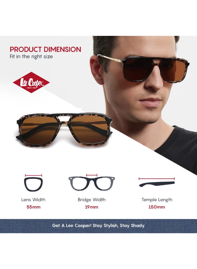 Lee Cooper Men's Polarized Sunglasses Brown Frame Brown Mirror Lens 55mm  - LC1023C03