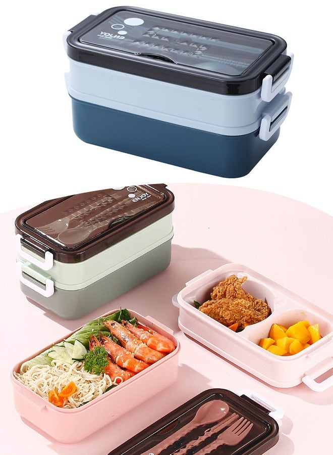 Large-capacity Double-layer Insulated Lunch Box with Cutlery for Teenagers and Workers at School Classroom Canteen Back to School Portable Lunch Box Home Kitchen Supplie  - Image 1