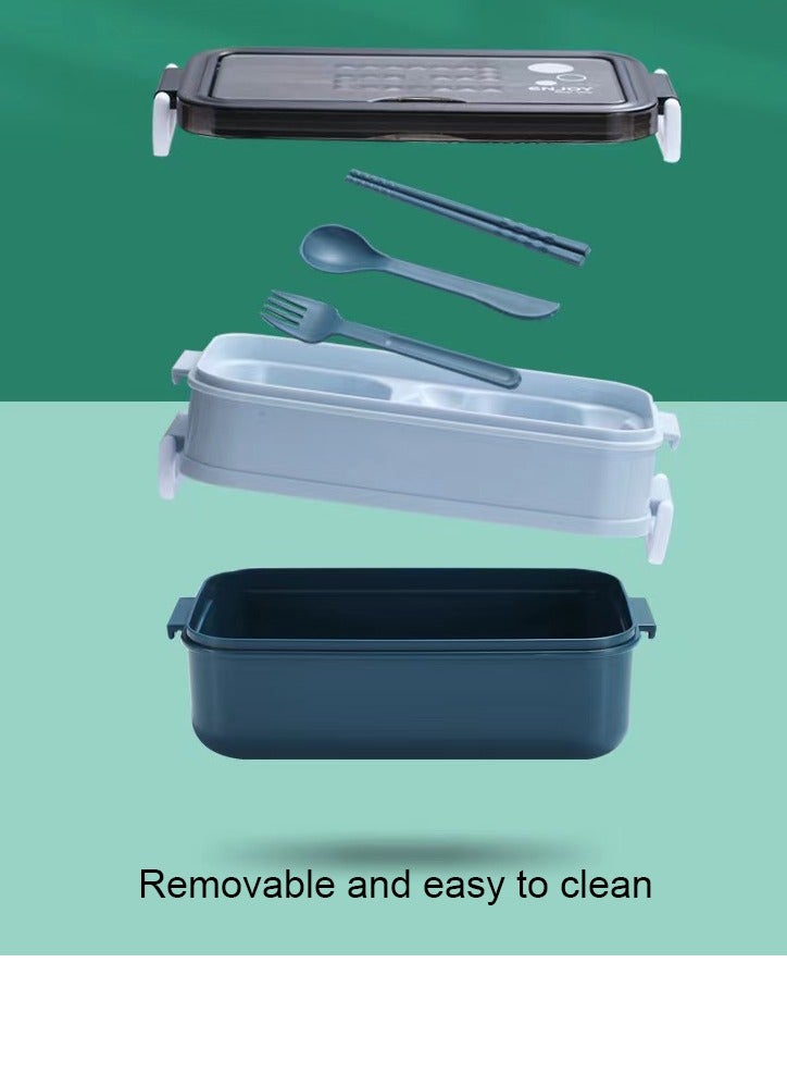 Large-capacity Double-layer Insulated Lunch Box with Cutlery for Teenagers and Workers at School Classroom Canteen Back to School Portable Lunch Box Home Kitchen Supplie  - Image 5