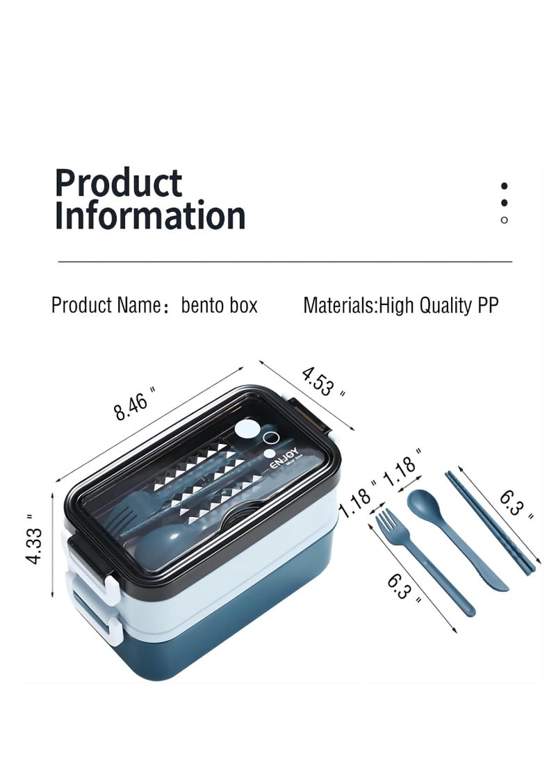 Large-capacity Double-layer Insulated Lunch Box with Cutlery for Teenagers and Workers at School Classroom Canteen Back to School Portable Lunch Box Home Kitchen Supplie  - Image 3