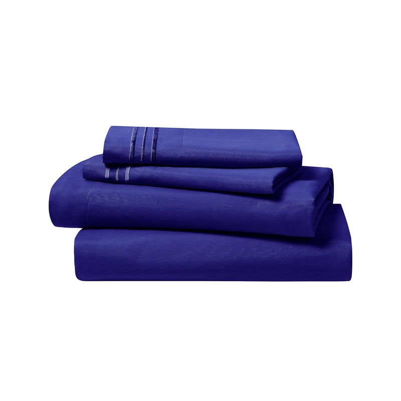 Clara Clark Bed Sheets, Premier 1800 Series 4 Piece Bed Sheet Set, Deep Pocket, Wrinkle, Fade, Stain Resistant, Luxury Soft Bedding Sheets & Pillowcases, Full, Royal Blue - Image 5