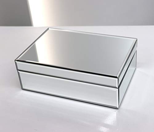 QMDECOR Silver Glass Mirrored Jewelry Box Beautiful Finish Storage Sturdy Organizer High-end Jewelry Organizer Luxury Big Vanity Mirror Box Keepsake Box Attractive Substantial Well Made Jewelry Box - Image 2