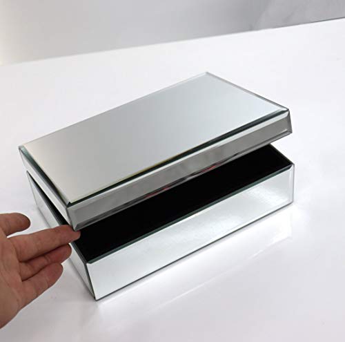 QMDECOR Silver Glass Mirrored Jewelry Box Beautiful Finish Storage Sturdy Organizer High-end Jewelry Organizer Luxury Big Vanity Mirror Box Keepsake Box Attractive Substantial Well Made Jewelry Box - Image 5