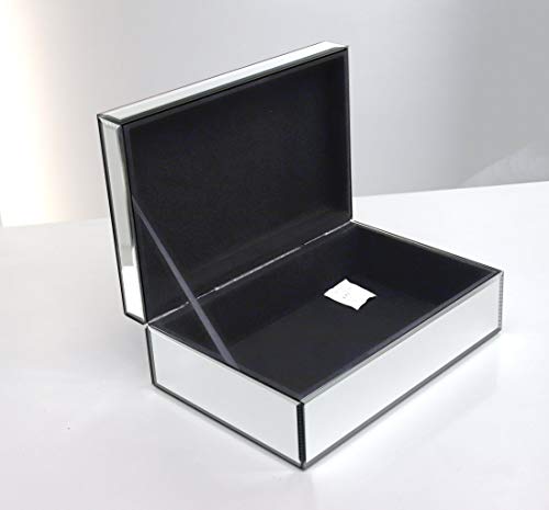 QMDECOR Silver Glass Mirrored Jewelry Box Beautiful Finish Storage Sturdy Organizer High-end Jewelry Organizer Luxury Big Vanity Mirror Box Keepsake Box Attractive Substantial Well Made Jewelry Box - Image 3