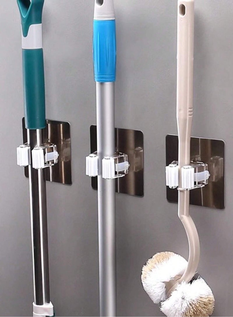 Wall Mounted Broom Holder – 10 Pieces Mop & Brush Organizer for Kitchen & Bathroom Multicolour - Image 2