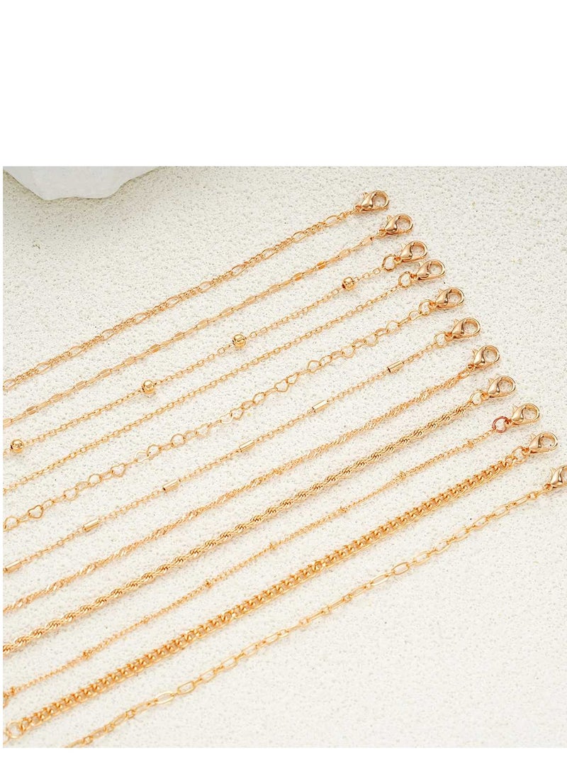Laseta 11PCS Women Bangle Bracelets Set,Stackable Dainty Bracelets,Multi-Element Set Bracelet,Adjustable Link Chain,Simple Gold Costume Jewelry Gift for Men Women Teens - Image 4