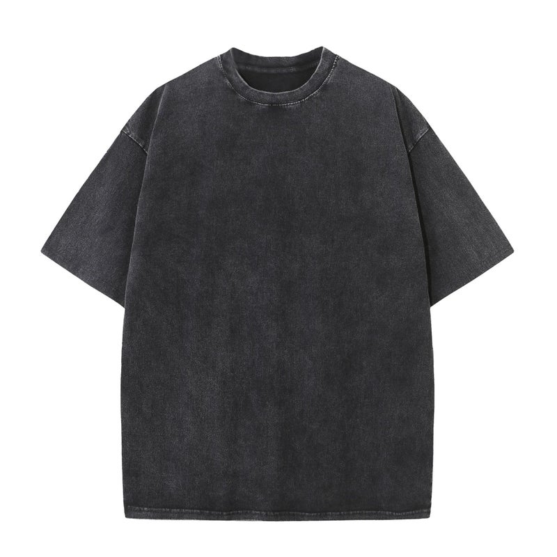Loose Version Of 230G Cotton Retro Washed Old Light Version Of T-Shirt Short Sleeve Tide Brand Diy Custom - Image 1