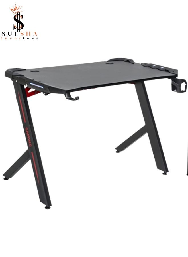 SULSHA Gaming Desk with RGB LED Colors Light Headset Hook Cup Holder Size 100 Centimeters - Image 2