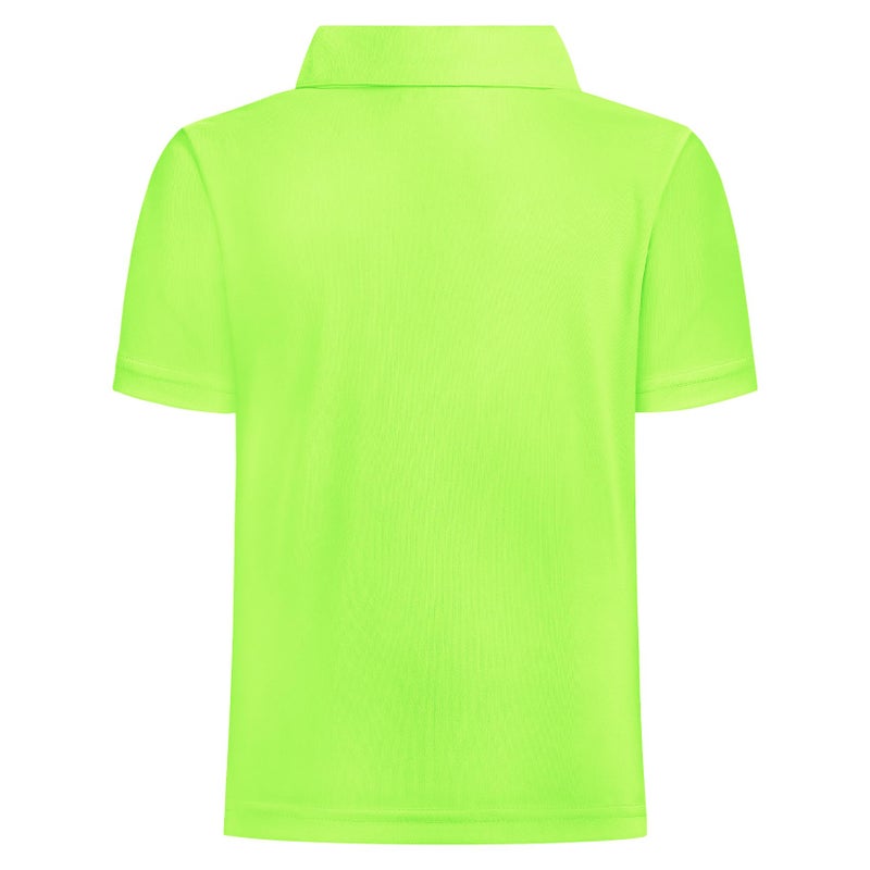 QBK Toddler to Youth Boys' Performance Polo Kids Collared Golf Shirt School Uniform (Neon Green S) - Image 4