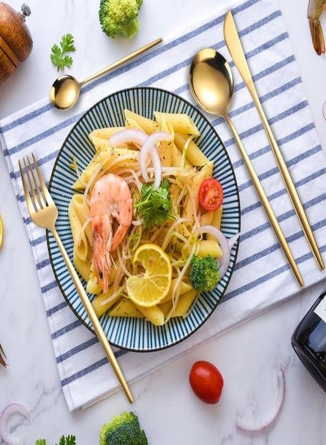 aDai Korean Premium 40 Piece Stainless Steel Cutlery Set | Modern Flatware for Dining | Elegant Gift Box for Everyday Use (Gold) - Image 3