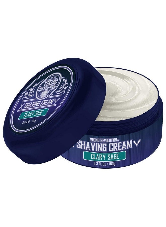 Viking Revolution Luxury Shaving Cream Clary Sage Scent Soft Smooth & Silky Shaving Soap Rich Lather For The Smoothest Shave 5.3Oz  - Image 1