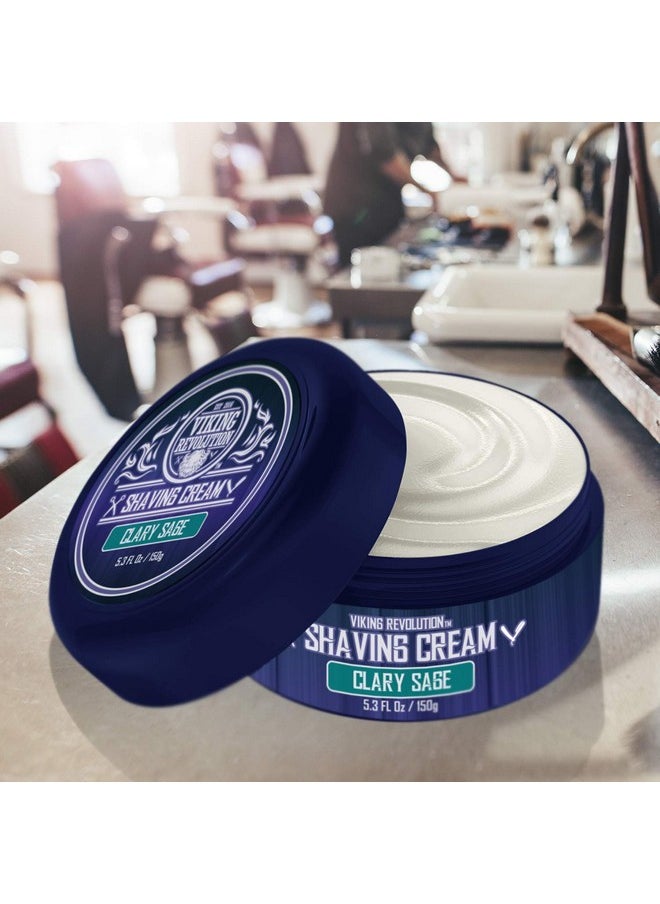 Viking Revolution Luxury Shaving Cream Clary Sage Scent Soft Smooth & Silky Shaving Soap Rich Lather For The Smoothest Shave 5.3Oz  - Image 3