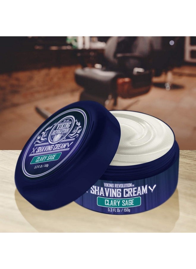Viking Revolution Luxury Shaving Cream Clary Sage Scent Soft Smooth & Silky Shaving Soap Rich Lather For The Smoothest Shave 5.3Oz  - Image 2