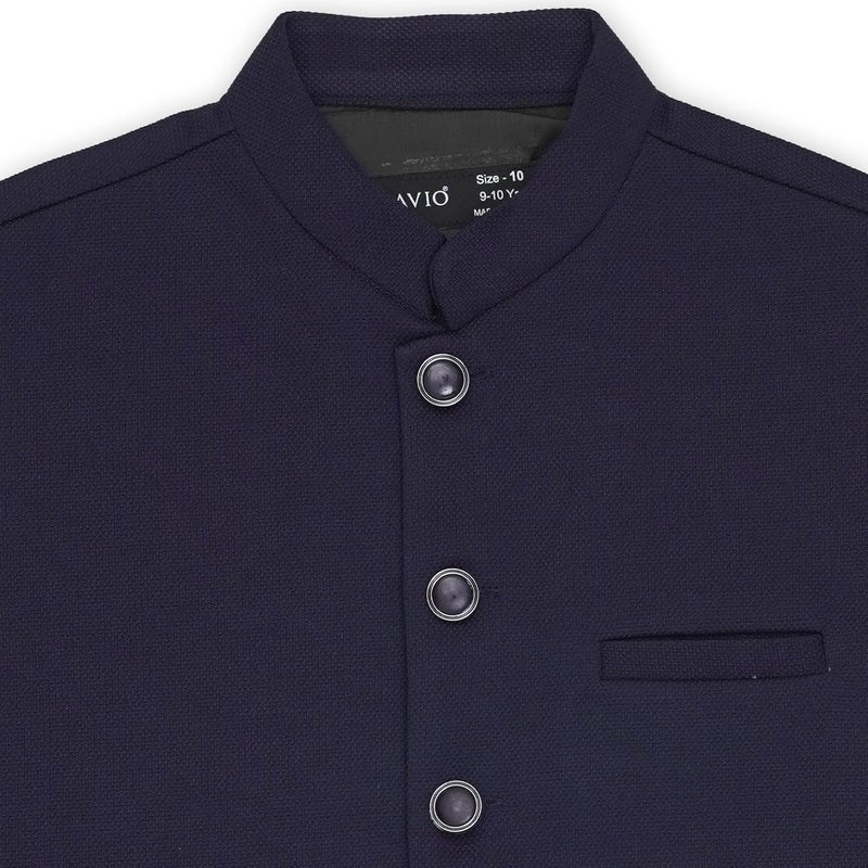 CAVIO CHARCHIT Boys Sleeveless Textured Solid Nehru Jacket - Image 2