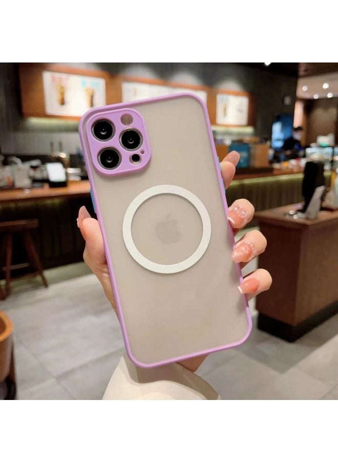 Generic For Apple 16promax Mobile Phone Case Magesafe Matte Skin Feeling Magnetic IPhone15 Protective Cover New-Color:Frosted Skin Feeling + Magnetic Absorption-purple-Applicable Model:iPhoneXS  - Image 1