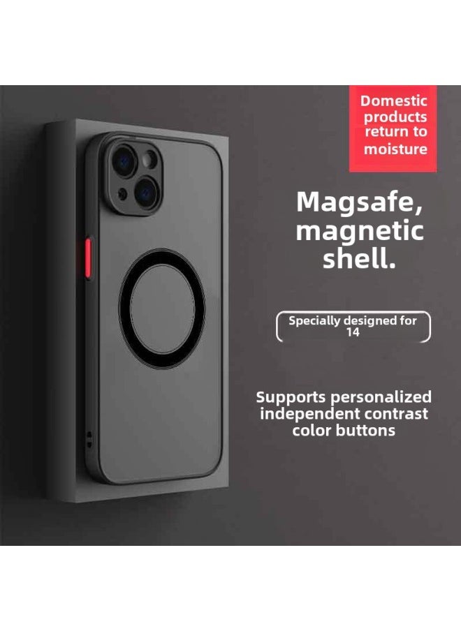 Generic For Apple 16promax Mobile Phone Case Magesafe Matte Skin Feeling Magnetic IPhone15 Protective Cover New-Color:Frosted Skin Feeling + Magnetic Absorption-purple-Applicable Model:iPhoneXS  - Image 2