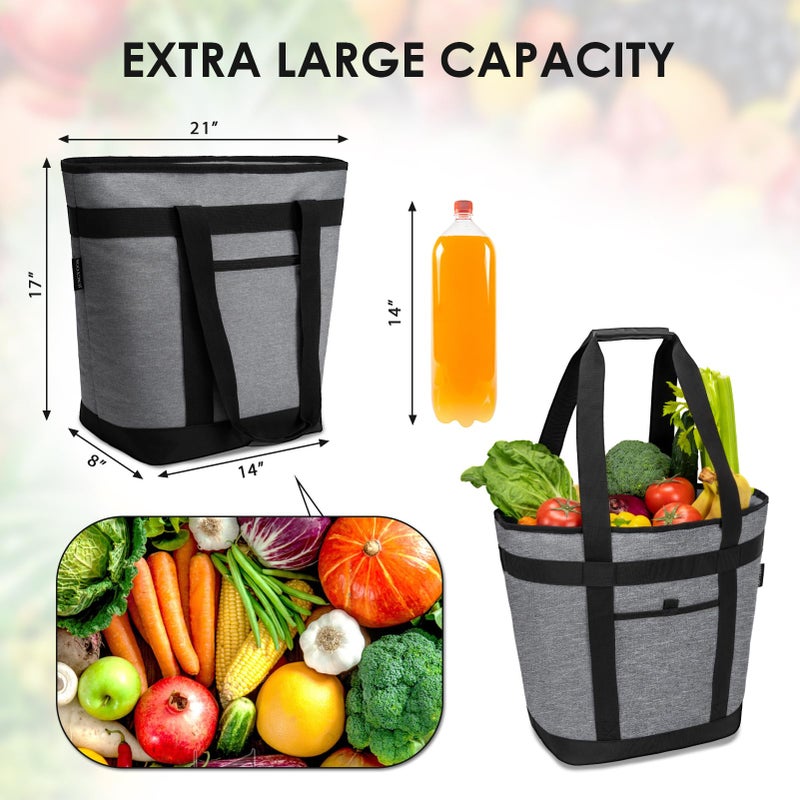 JUNGYOON JUNGYOON Cooler Bags Insulated Grocery Bags  Collapsible Coolers Shopping for Travel to Keep Frozen Cold and Hot Food for Shopping Beach Picnic Camping(Grey-Small)  - Image 4