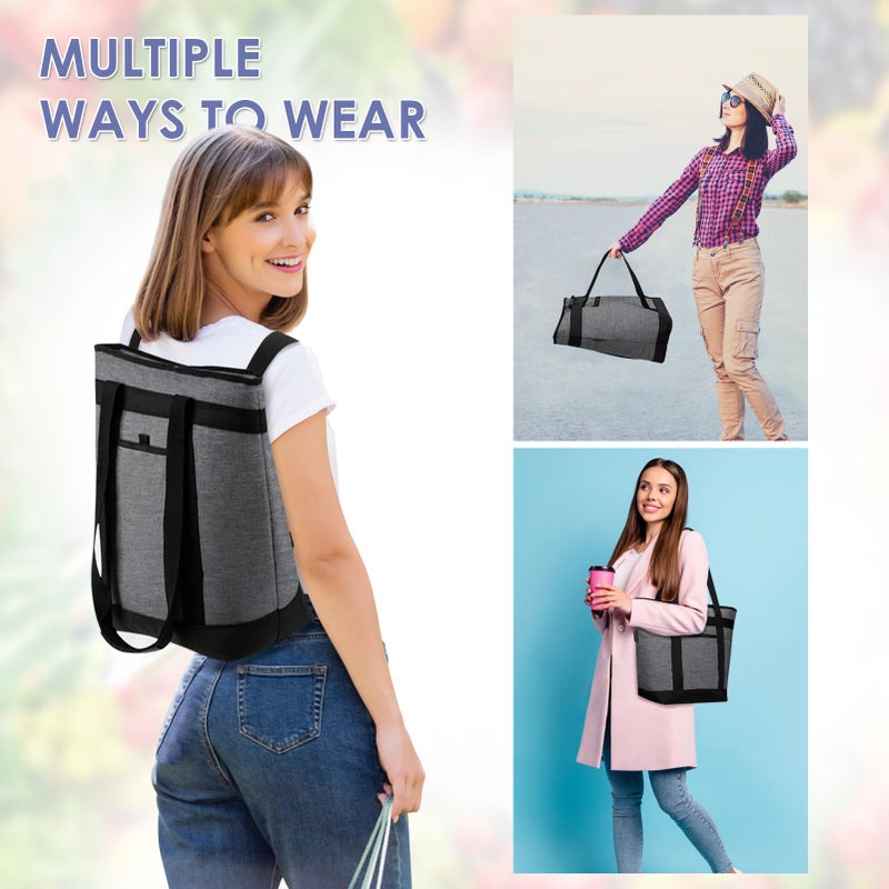 JUNGYOON JUNGYOON Cooler Bags Insulated Grocery Bags  Collapsible Coolers Shopping for Travel to Keep Frozen Cold and Hot Food for Shopping Beach Picnic Camping(Grey-Small)  - Image 2