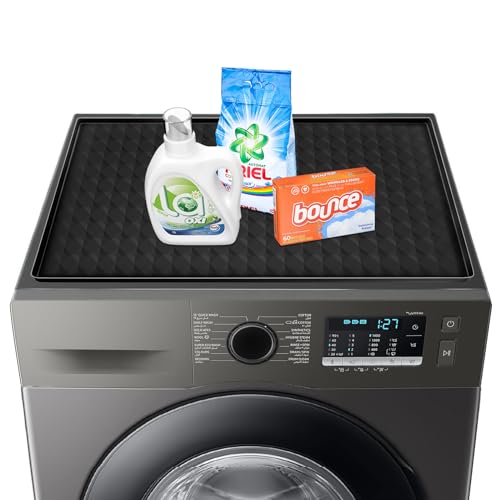 Garolue Washer and Dryer Top Protector Mat,23.6“ x 19.7" Silicone Rubber Mat for Laudry Machine & Dryer,Non Slip Heavy Duty Waterproof Washable Top Cover Pad for Home Kitchen Laundry Room,Black - Image 1