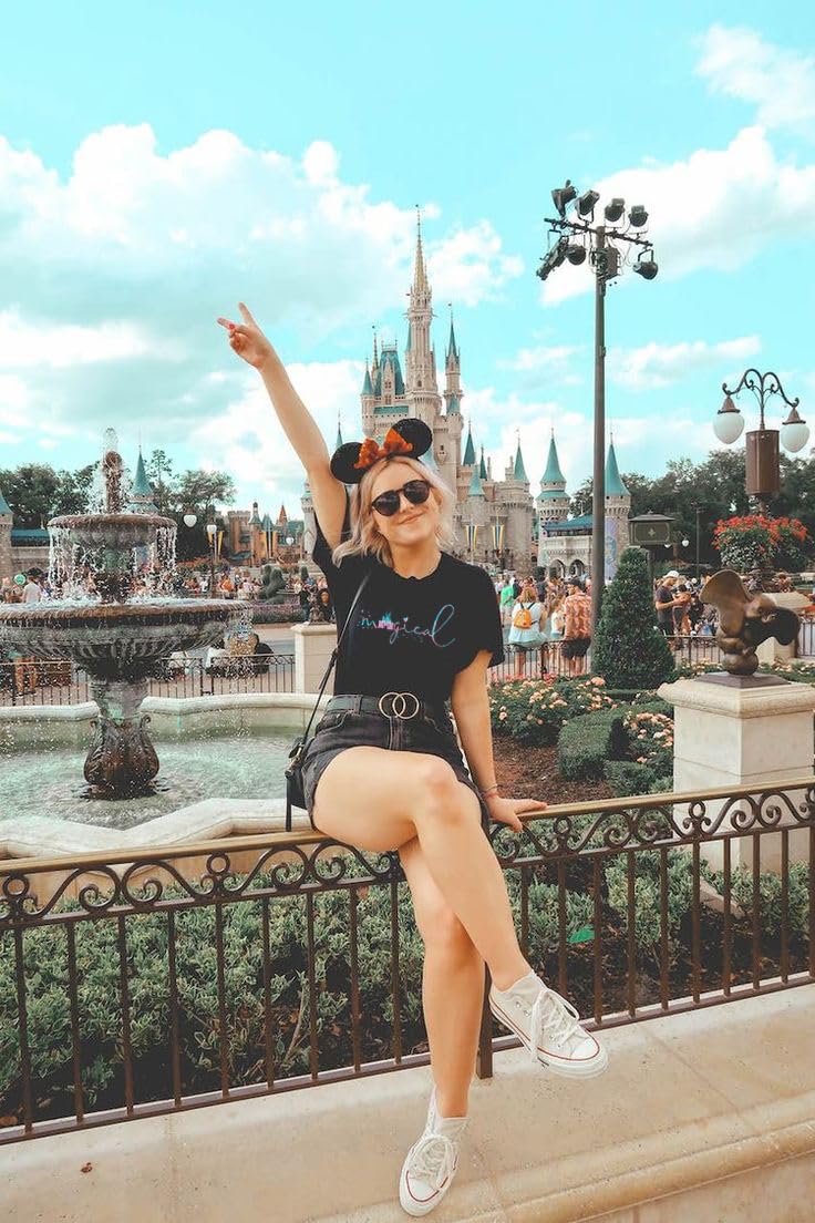 UNIQUEONE Magical Shirt for Women Magic Kingdom Tshirt Family Vacation Tee Castle Graphic Short Sleeve Tops Black - Image 3