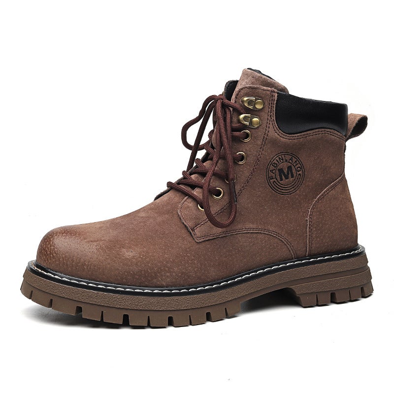 New Thick Bottom Height Increasing Casual Height Increasing Martin Boots Trendy Genuine Leather Autumn Fashion Trend Rhubarb Boots Retro Boots - Image 1