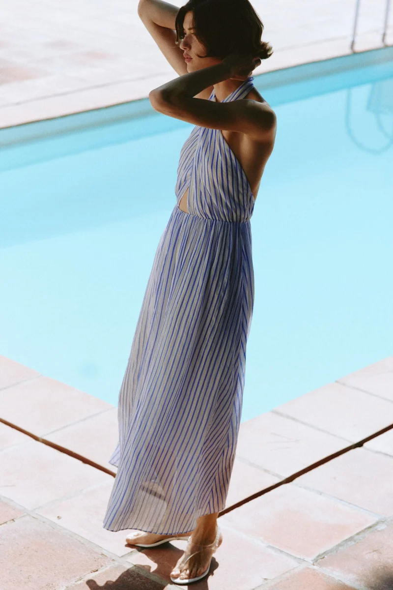 H&M Belted halterneck dress