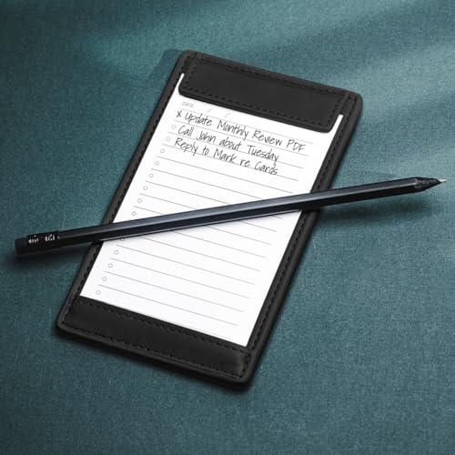 Notsu Note Card Holder | Minimalist 3x5 Inch Index Card Holder Handheld Case in Premium Black Vegan Leather with 25 To Do List Notecards - Image 3