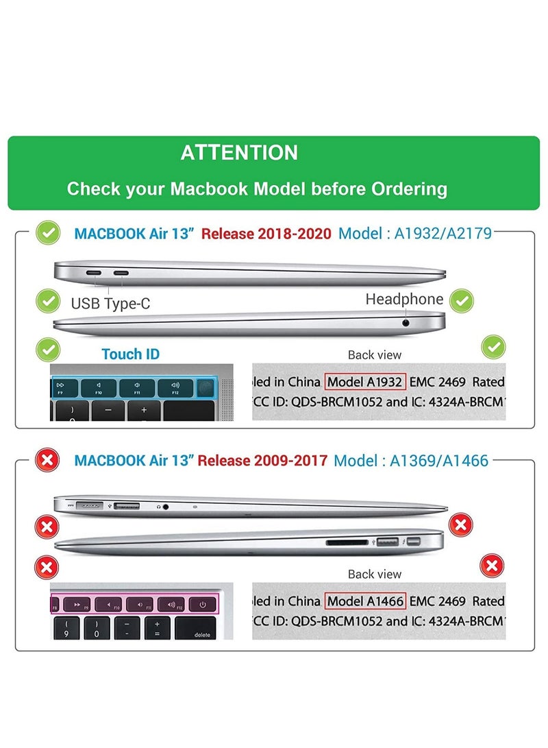 Hard Case for 2021/2020/2019/2018 Mac Air 13in with Retina Touch ID Version Model A1932/M1 A2337/A2179 (Black) - Image 2