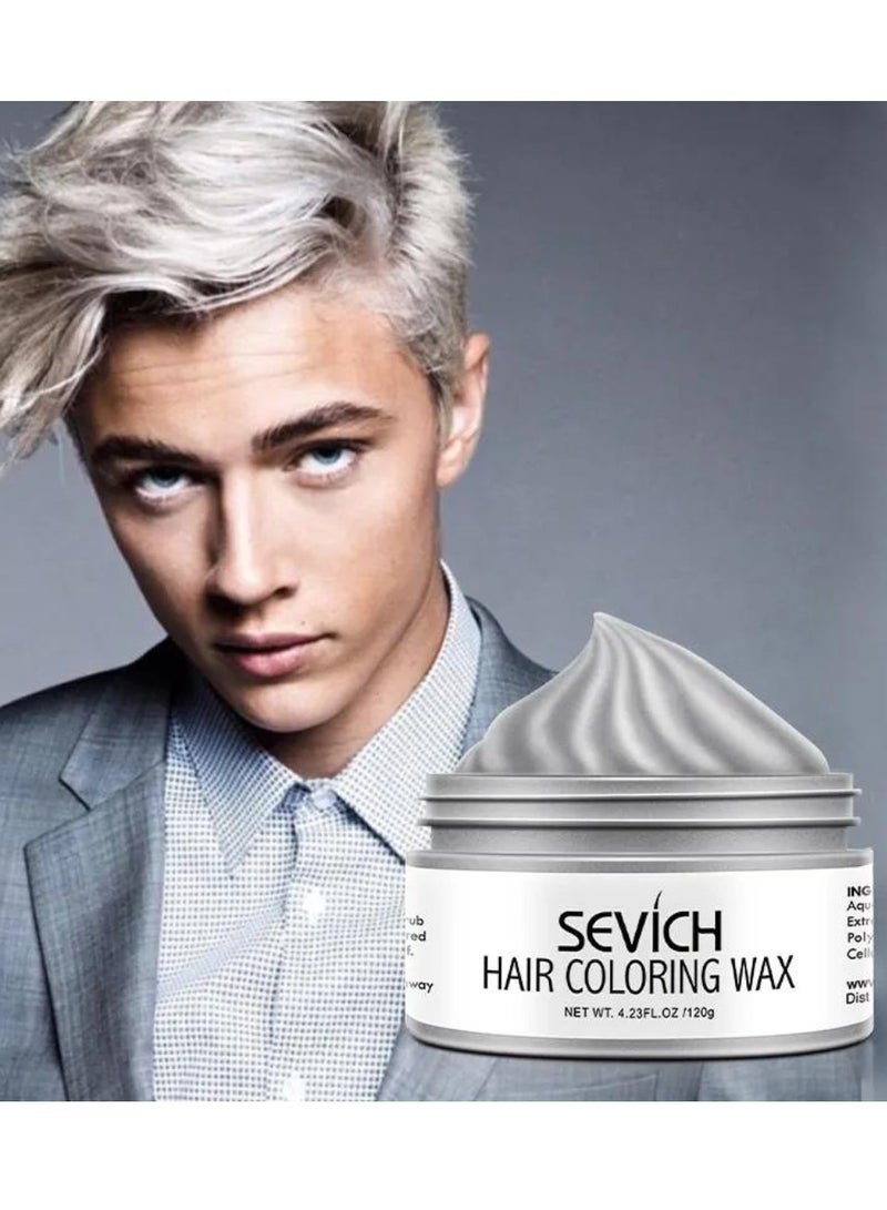 Sevich 120g Hair Coloring Wax Hair Color Material for Temporary Hair Color Hair Dye Coloring Wax Washable Natural Instant Hair Color Cream Temporary Hair Dye Wax Hair Style Dye Mud Silver Grey - Image 2