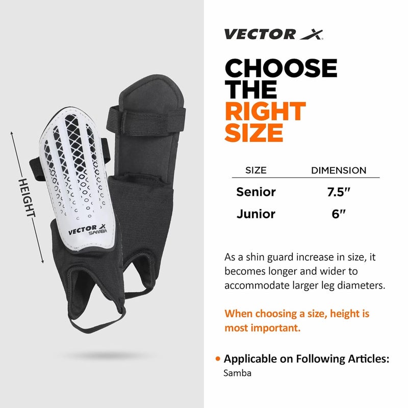 Vector X حماية الساق سامبا مع كاحل قابل للتعديل | تدريب وممارسة | للبنات والأولاد | (صغير، أبيض-أسود) - Image 3