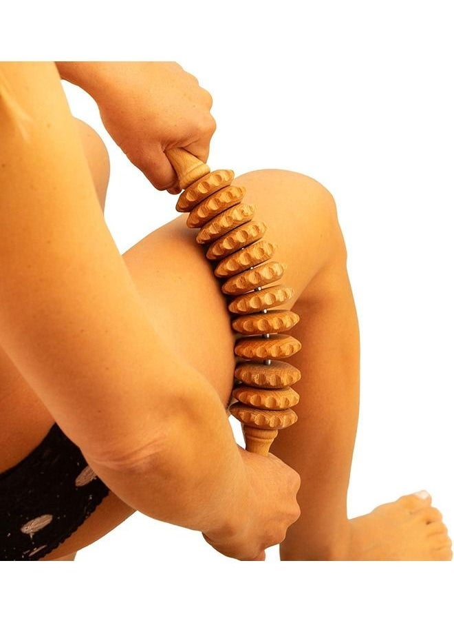 Loquat Curved Wooden Massage Roller for Waist and Thigh, Multi-functional Body Roller for Cellulite Reduction and Muscle Tension, Natural Massager for Women and Men - Image 1