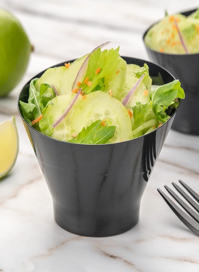 Restaurantware-5 Ounce Inch Serving Bowls, 100 Disposable Appetizer Bowls - Incline Design, Round, Black Plastic Snack Bowl, Durable, For Weddings Birthdays, And More - Image 5