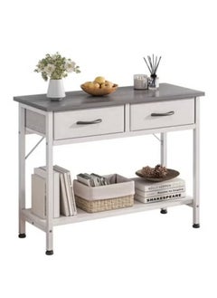 AGD Multipurpose Narrow Console Table, Sofa Table with 2 Drawers and 2 Storage Shelves, Side Entry Table for Living Room and Office in White  - Image 1