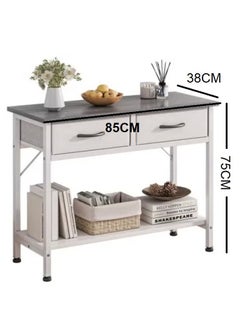 AGD Multipurpose Narrow Console Table, Sofa Table with 2 Drawers and 2 Storage Shelves, Side Entry Table for Living Room and Office in White  - Image 3
