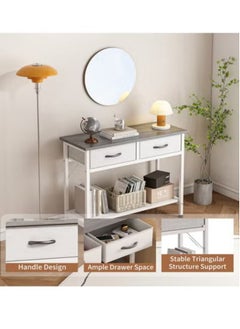 AGD Multipurpose Narrow Console Table, Sofa Table with 2 Drawers and 2 Storage Shelves, Side Entry Table for Living Room and Office in White  - Image 5