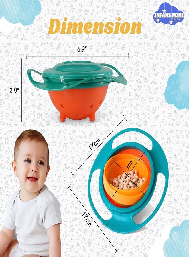Infans Mini وعاء إنفانز ميني الدوار 360 للأطفال، وعاء مقاوم للانسكاب مع غطاء، مناسب للأطفال من عمر سنة إلى 3 سنوات، يُطعمهم بدون فوضى - أزرق - Image 4