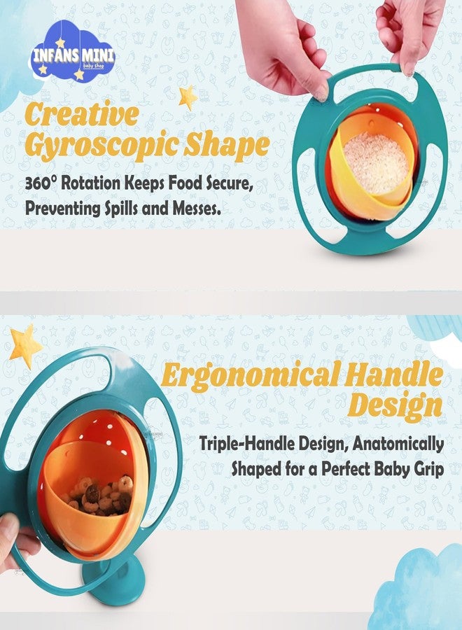 Infans Mini وعاء إنفانز ميني الدوار 360 للأطفال، وعاء مقاوم للانسكاب مع غطاء، مناسب للأطفال من عمر سنة إلى 3 سنوات، يُطعمهم بدون فوضى - أزرق - Image 5