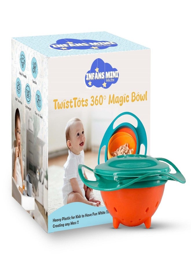 Infans Mini وعاء إنفانز ميني الدوار 360 للأطفال، وعاء مقاوم للانسكاب مع غطاء، مناسب للأطفال من عمر سنة إلى 3 سنوات، يُطعمهم بدون فوضى - أزرق - Image 1