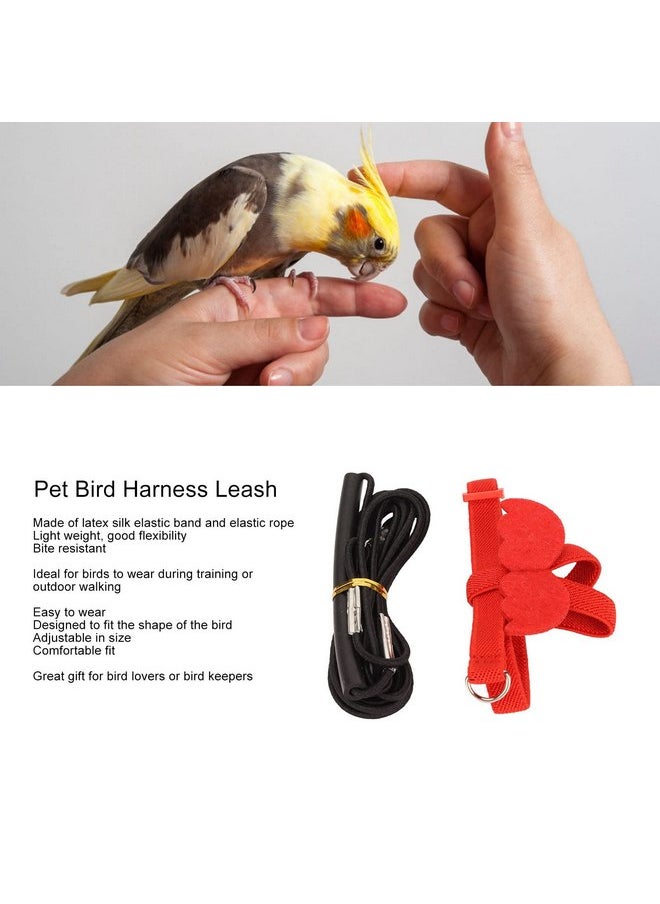 Zerodis Zerodis Pet Bird Harness Leash, Lightweight Bird Flying Harness Anti Bite Bird Harness Leash for Parrots Pigeons Lovebird Red  - Image 4