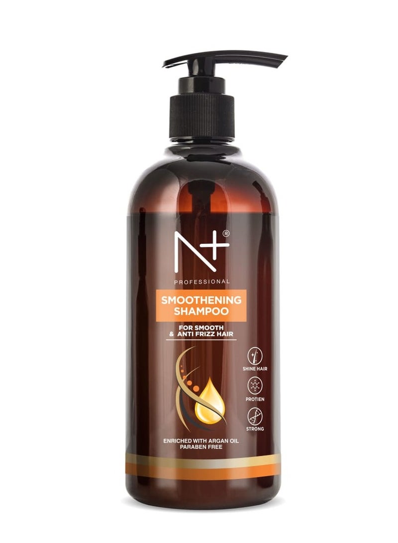 N PLUS Professional Smoothening Shampoo, For Smooth & Anti Frizz Hair, Enriched With Argan Oil, Paraben Free, 1 Count - Image 1
