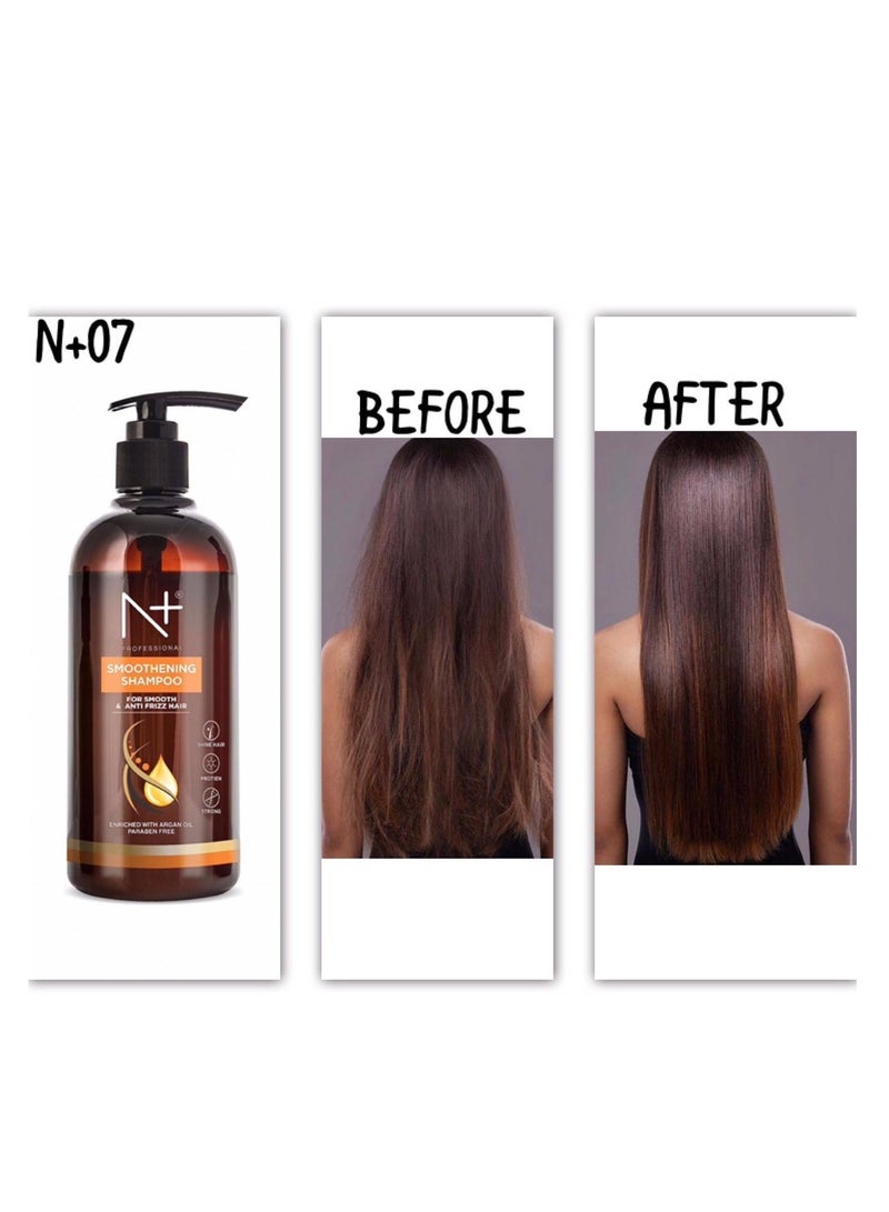 N PLUS Professional Smoothening Shampoo, For Smooth & Anti Frizz Hair, Enriched With Argan Oil, Paraben Free, 1 Count - Image 3