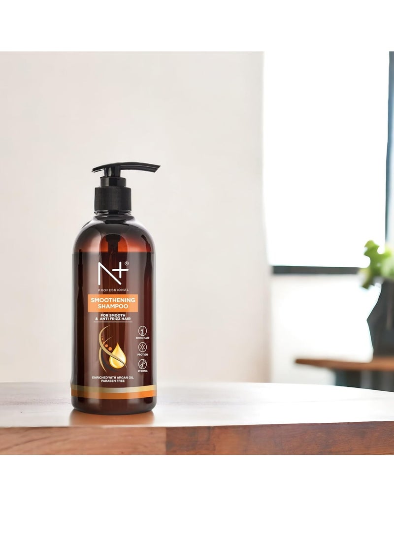 N PLUS Professional Smoothening Shampoo, For Smooth & Anti Frizz Hair, Enriched With Argan Oil, Paraben Free, 1 Count - Image 4